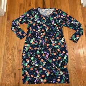 Floral Geometric Long Sleeve Dress 3XL LulaRoe